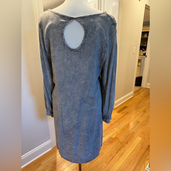 Yahada Long Sleeve Blue Gray Shirt Dress - Picture 4 of 11